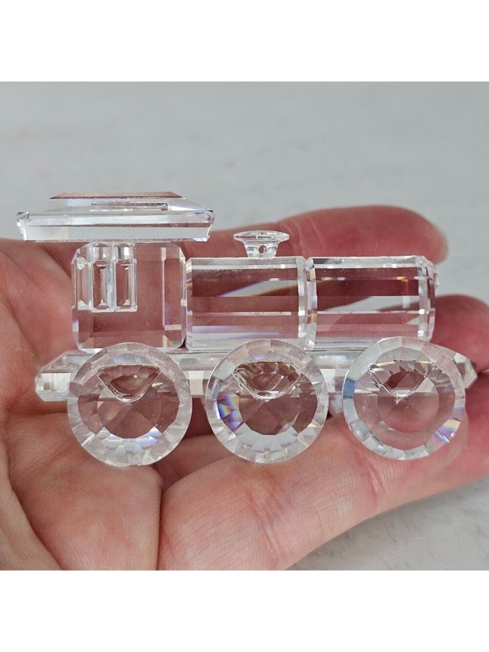 Swarovski Crystal Locomotive Train Figurine 7471 Faceted Wheels FLAW READ